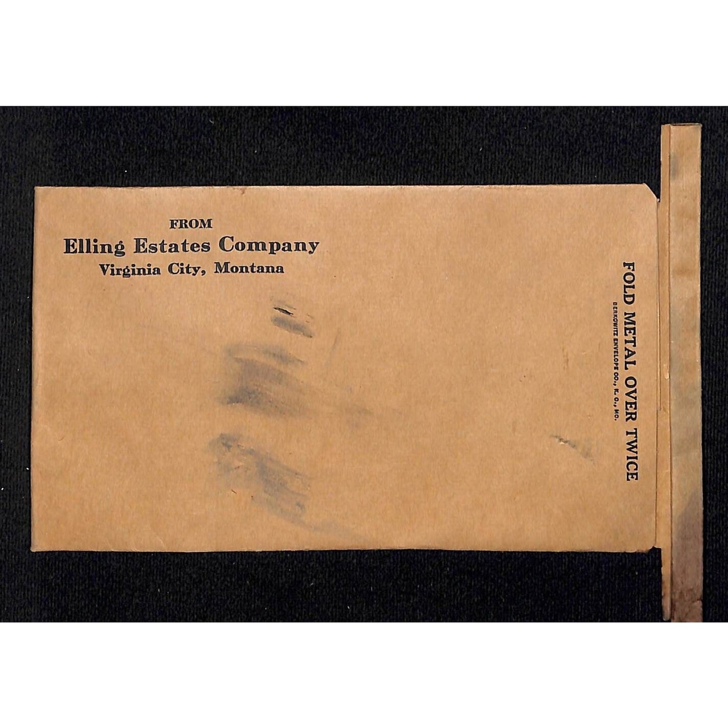 Virginia City, MT Elling* Estates Company c1920's-40's Berkowitz Envelope (#1)