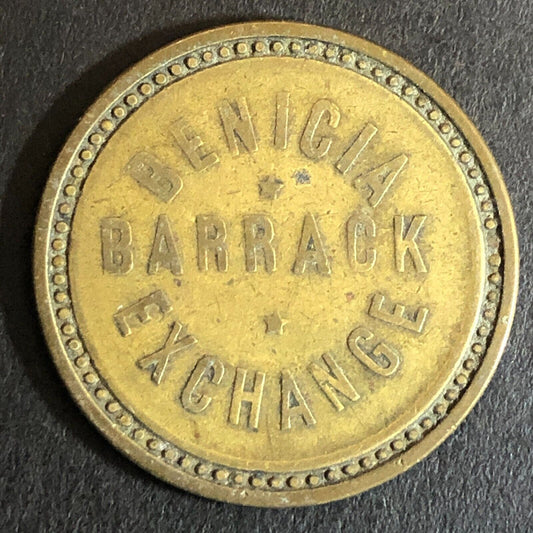 Benicia Barrack Exchange* Military G/F 3 1/2¢ Trade Token Scarce 27mm c1890's