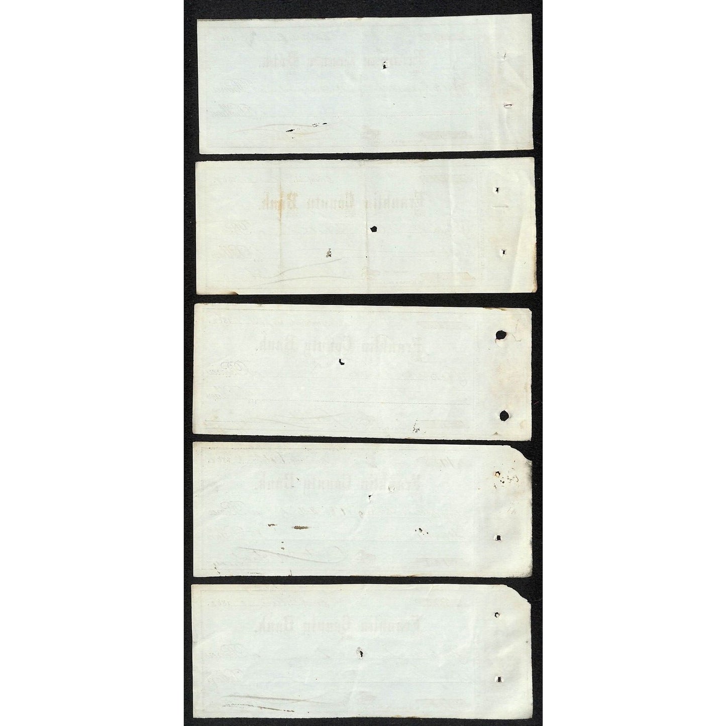 Franklin County Bank Greenfield, MA 1862 Group of 10 Bank Checks D.H. Newton