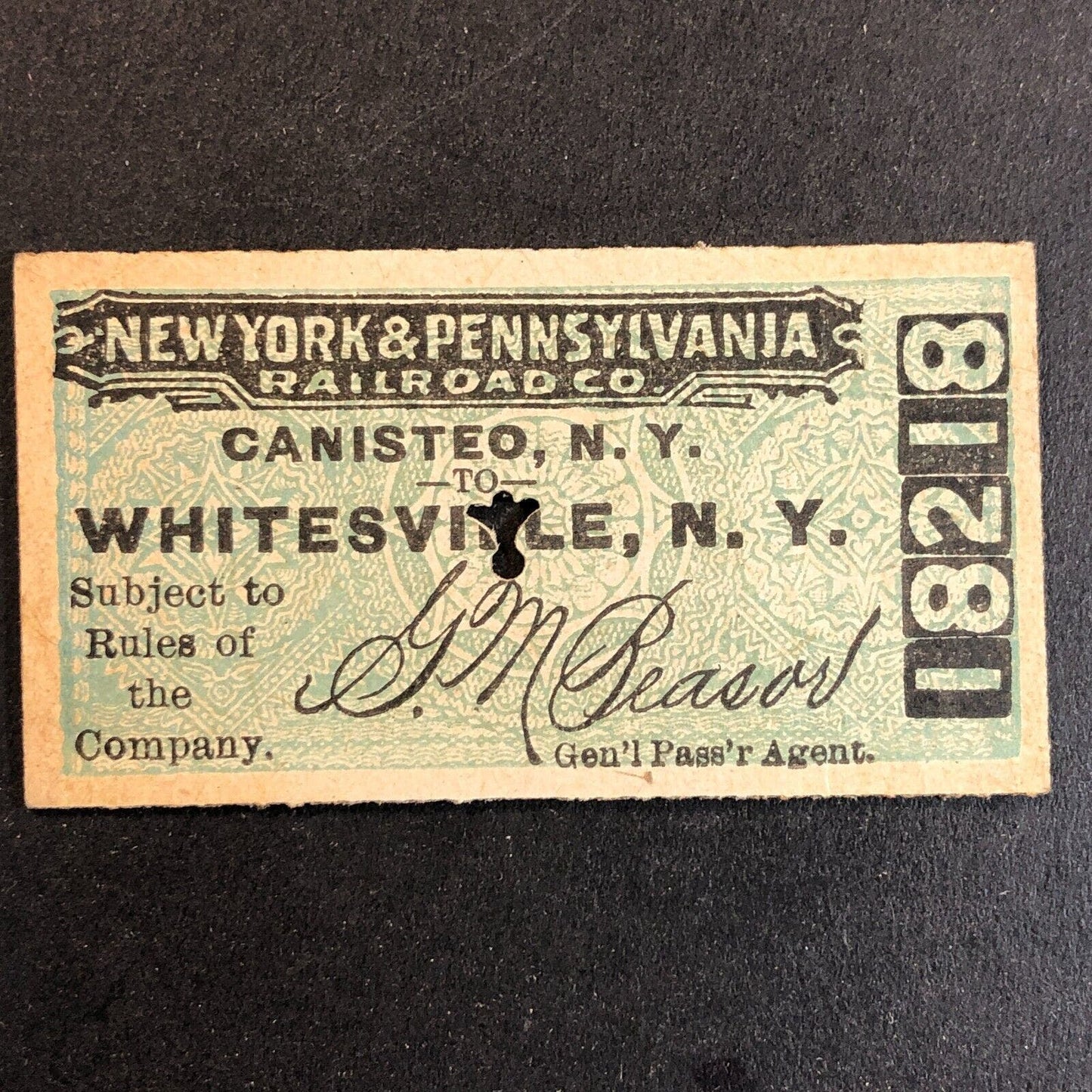 New York & Pennsylvania Railroad July 4 1917 Whitesville, NY Ticket #18218