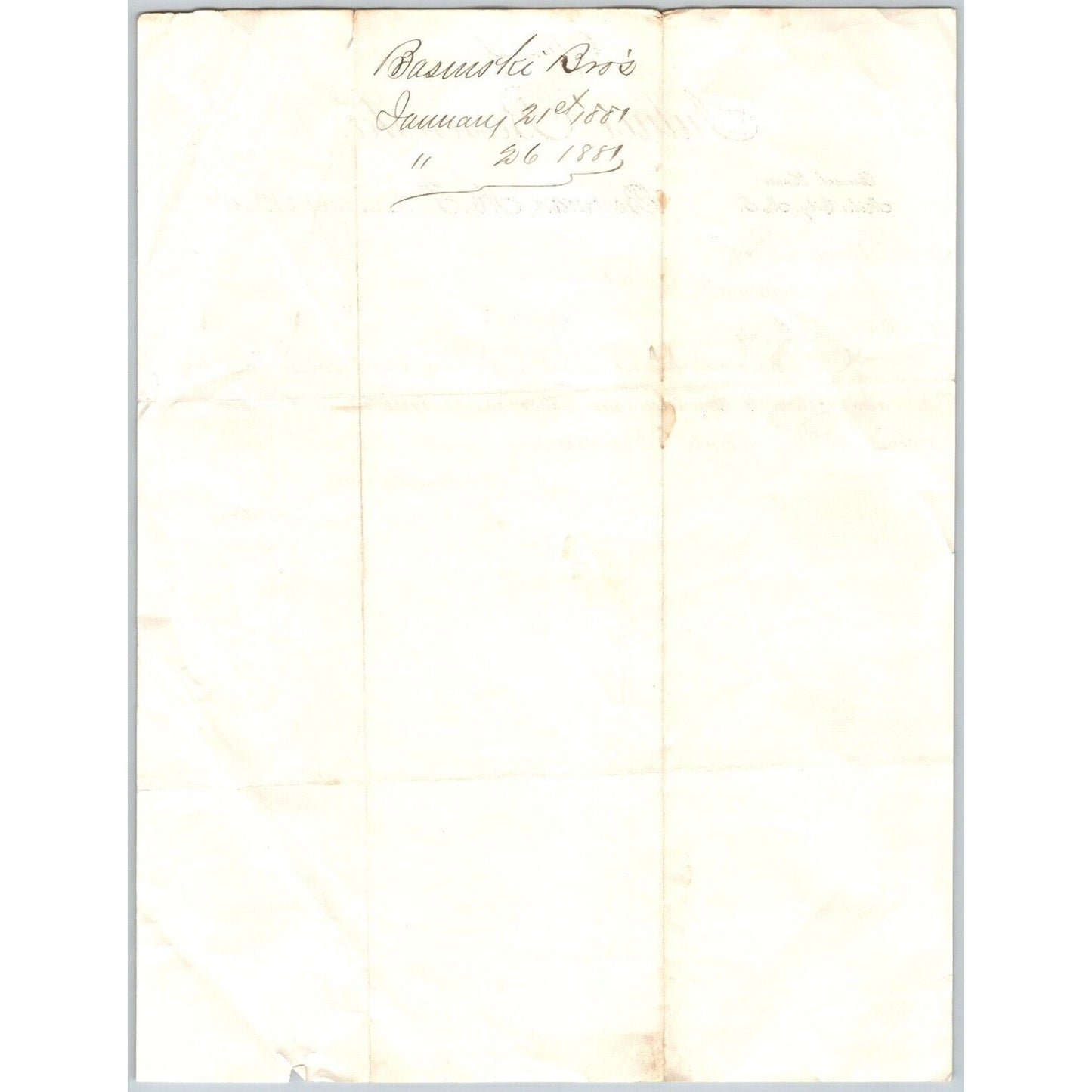 Julius Basinski - (Stationers) Bozeman, MT 1881 ALS Letterhead Henry Elling*