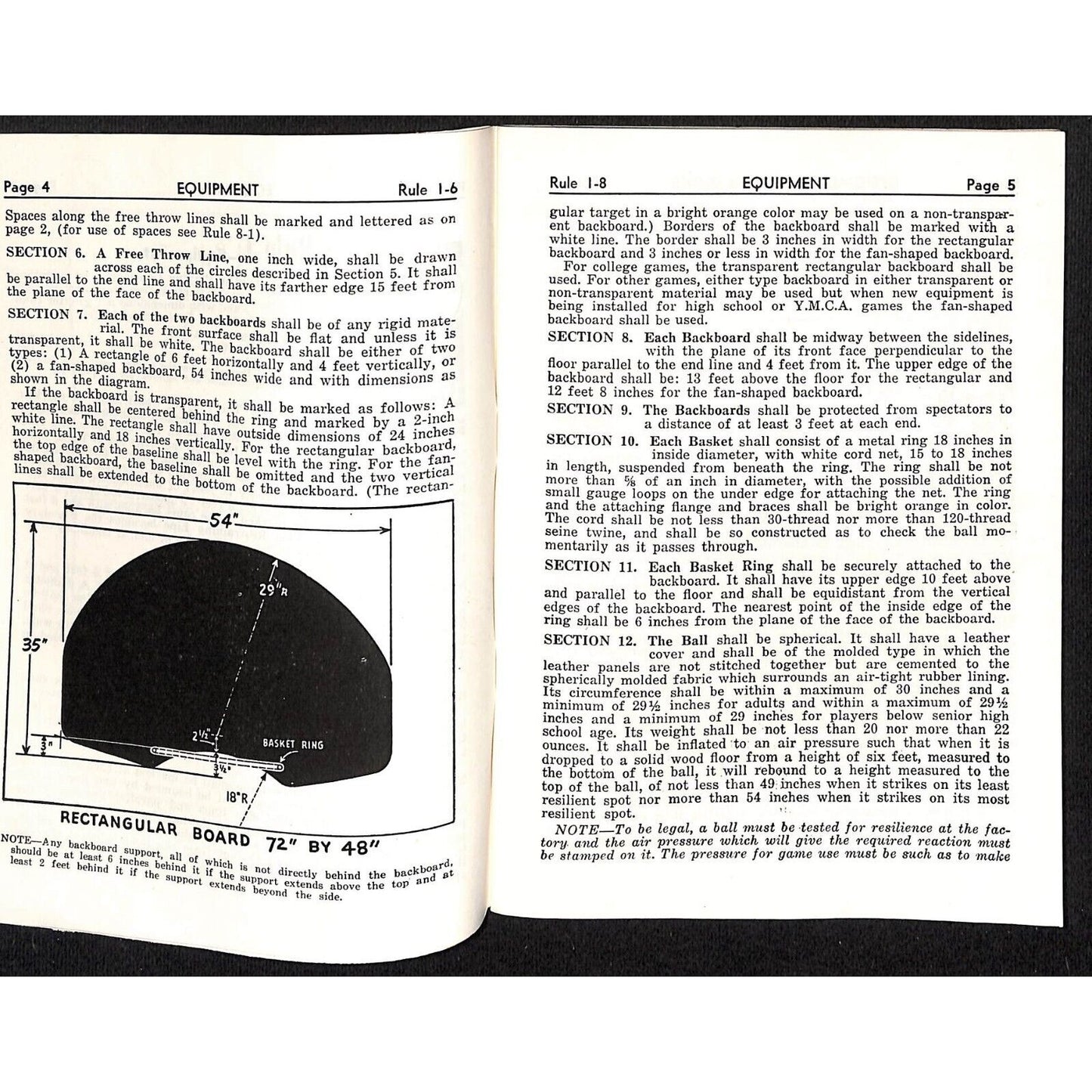 State High School Assoc. "Basketball Rules 1954 - 1955" 1950's Booklet 64pp VGC