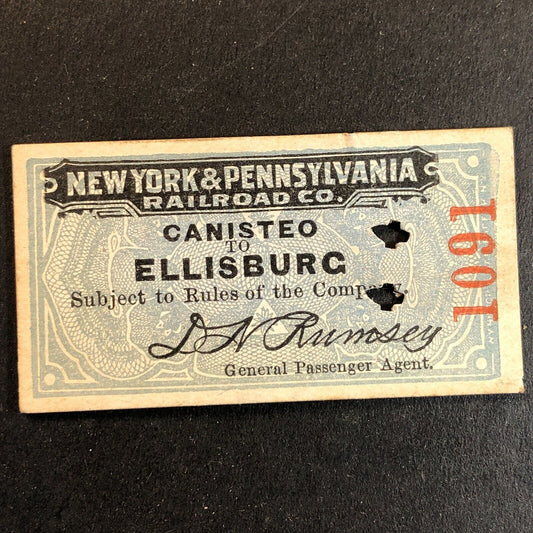 New York & Pennsylvania Railroad July 6 1917 Ellisburg Ticket #1091