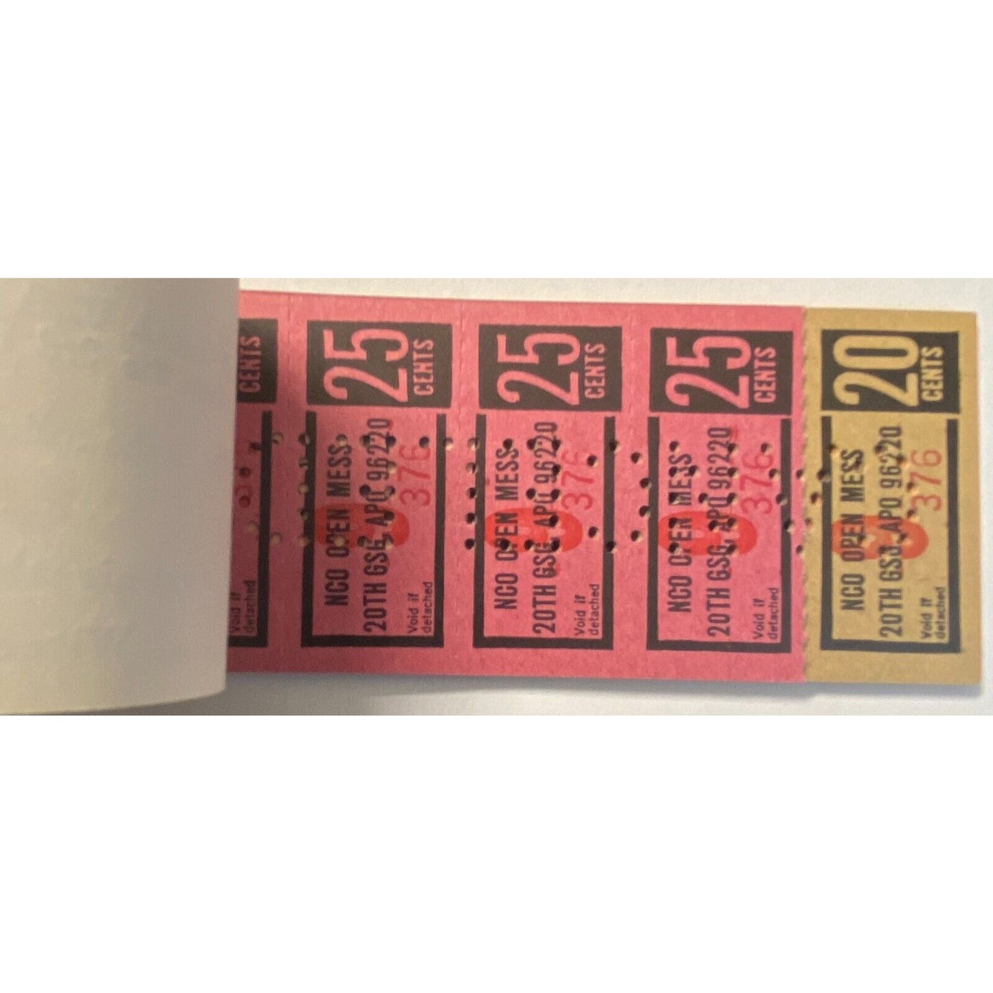 Bupyeong Korea NCO Open Mess Partial $5.00 Coupon Booklet 1970 #376 VGC Scarce
