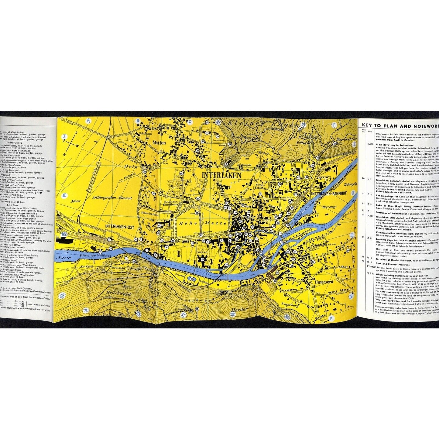 Interlaken Switzerland Tourist Guide Brochure w/ Fold-Out Map 1938 VGC