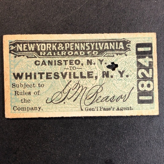 New York & Pennsylvania Railroad July 10 1917 Whitesville, NY Ticket #18241