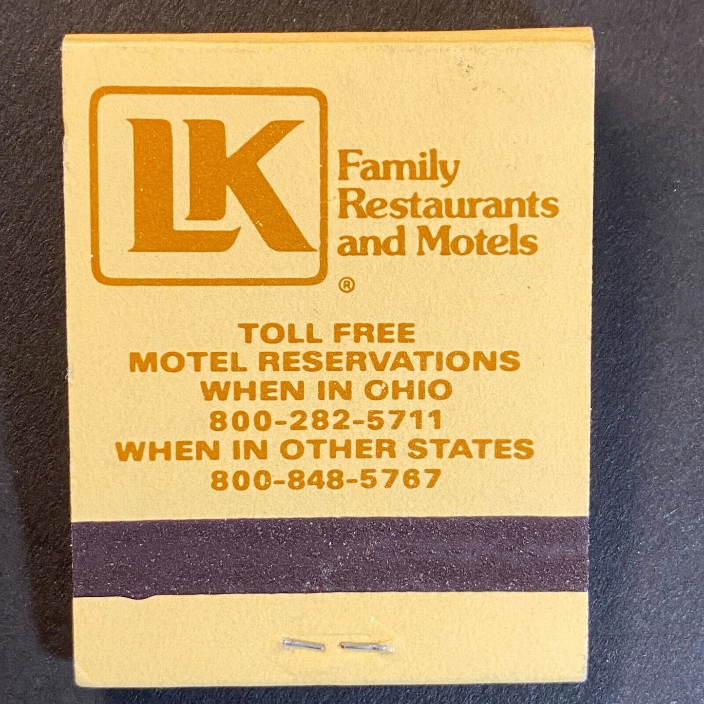 LK Family Restaurants and Motels Full Matchbook c1974-80's Scarce VGC