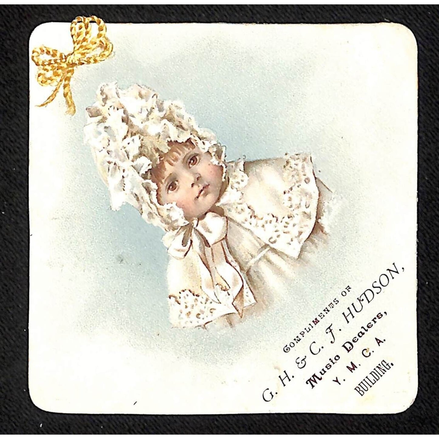 G.H. & C.J. Hudson Music Dealers Steinway Burlington, VT Victorian Trade Card