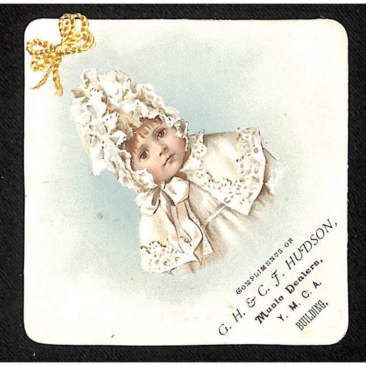 G.H. & C.J. Hudson Music Dealers Steinway Burlington, VT Victorian Trade Card