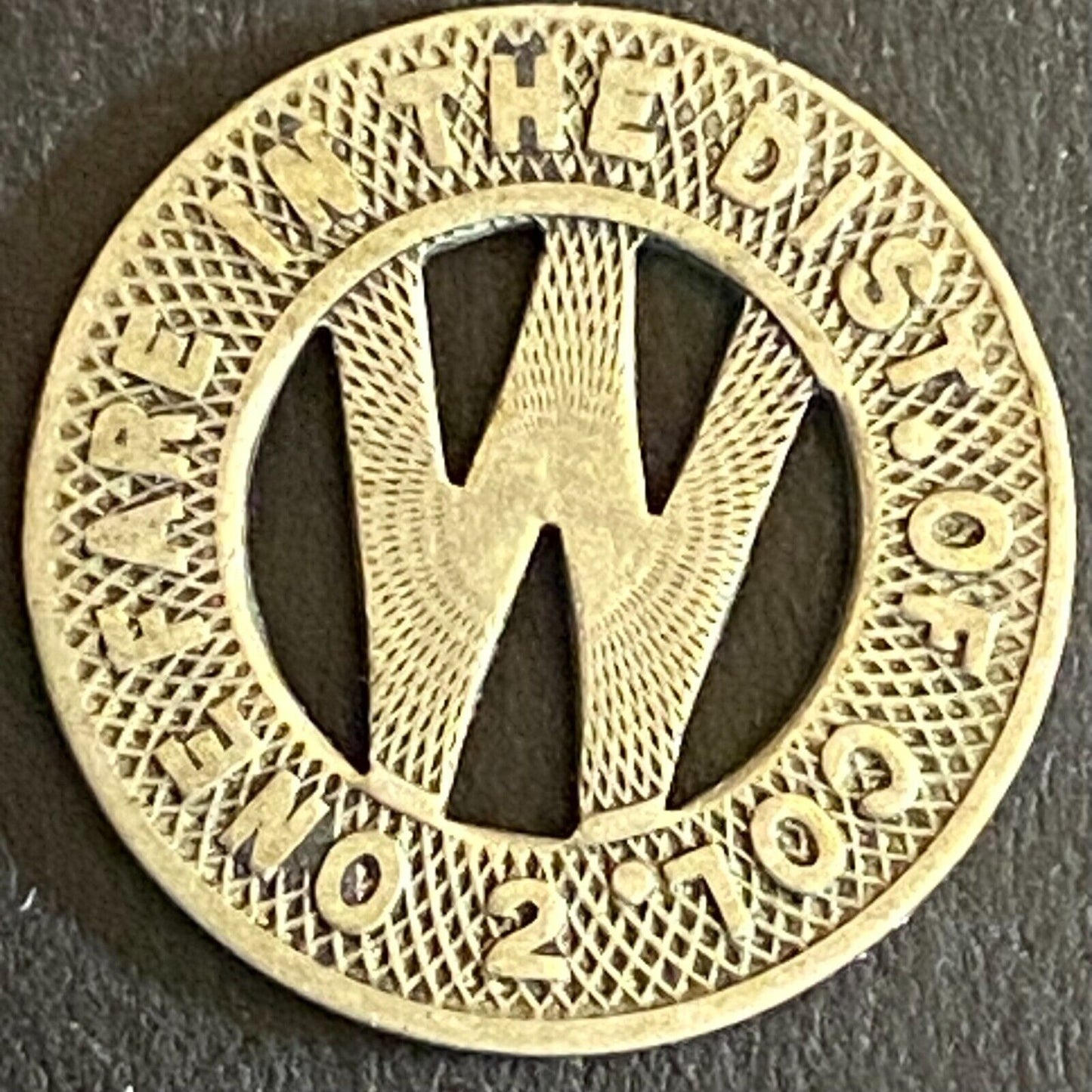 Capital Transit Co. G/F Wash, DC "One Fare in the Dist. 2" Token 16mm (#3)