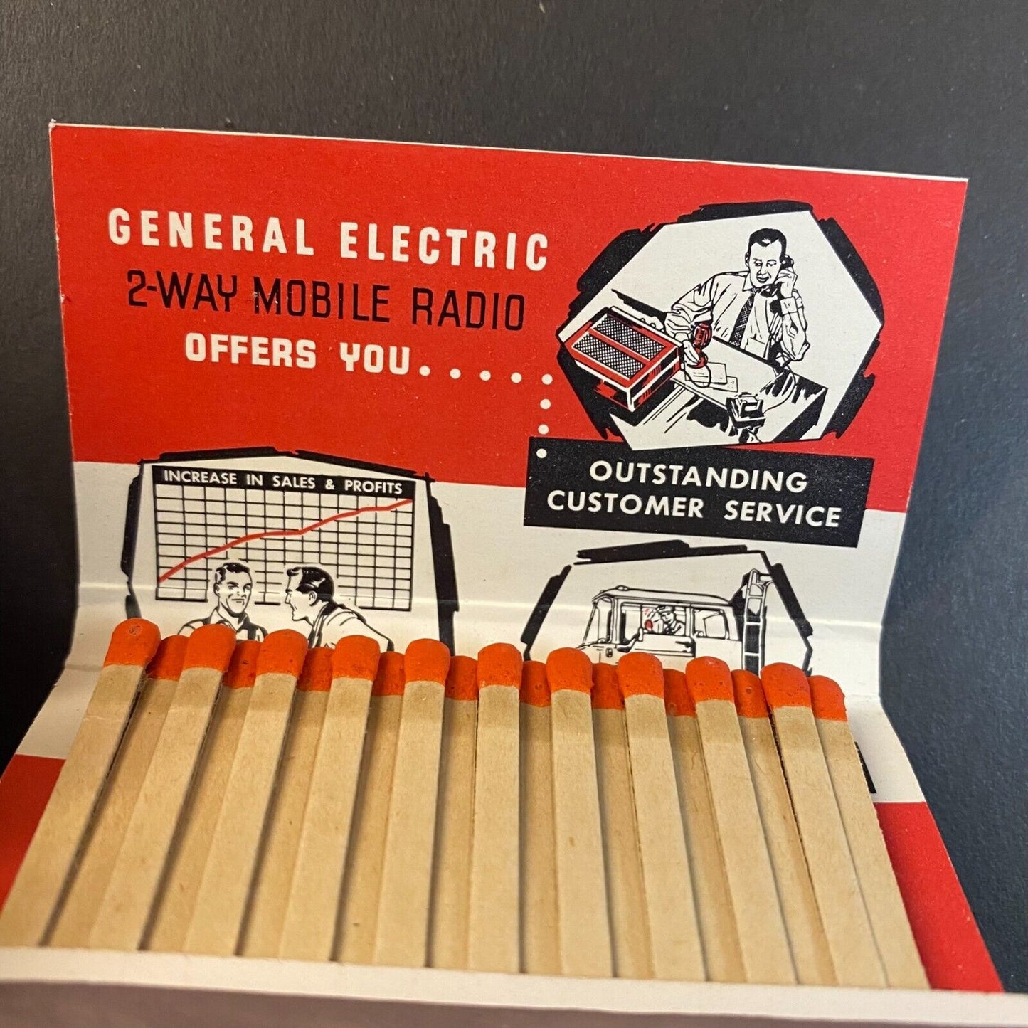 General Electric 2-Way Mobile Radio c1965 Full 40x Matchbook VGC Scarce