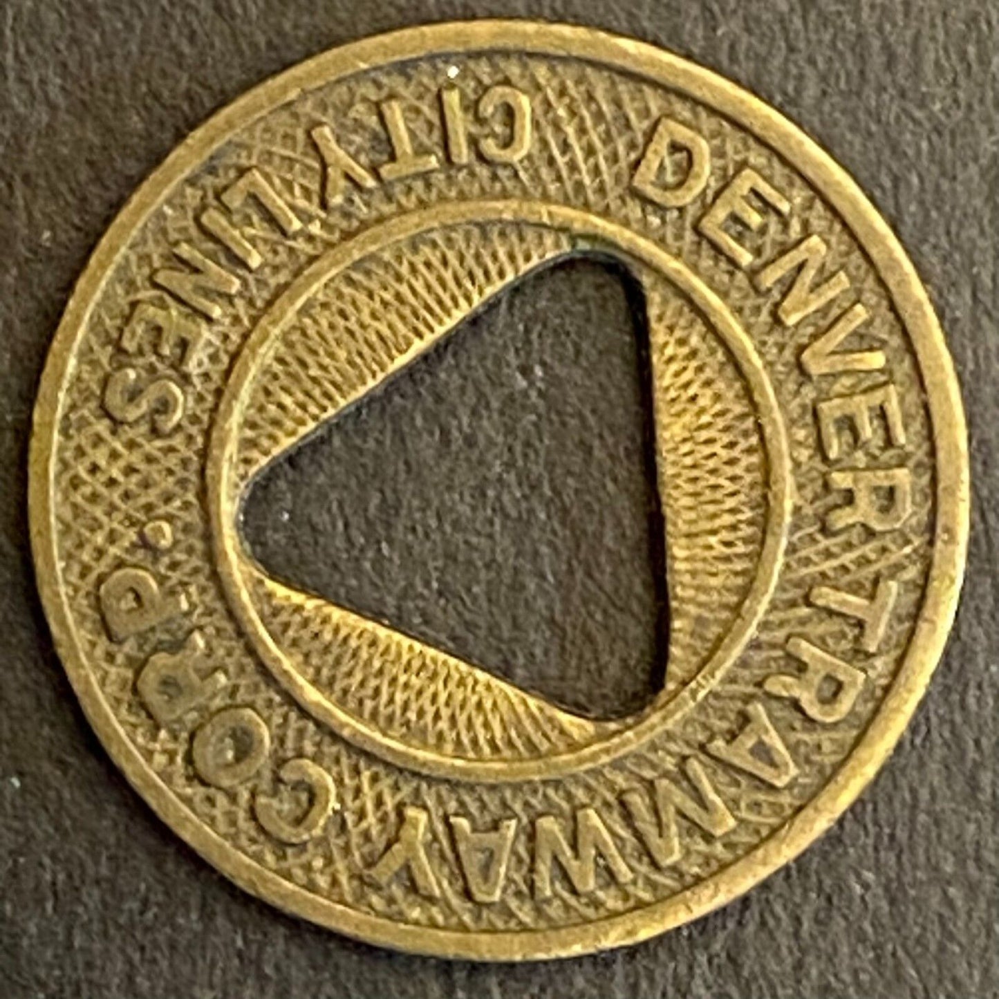 Denver Tramway Corp City Lines G/F One City Fare Transit Token 16mm (#13)