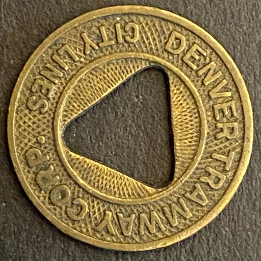 Denver Tramway Corp City Lines G/F One City Fare Transit Token 16mm (#13)