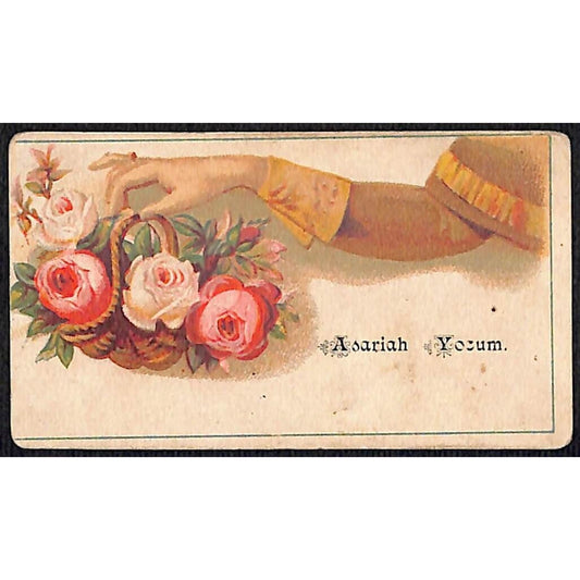 "Asariah Yocum" Victorian Calling Greeting Card Floral w/ Woman's Arm