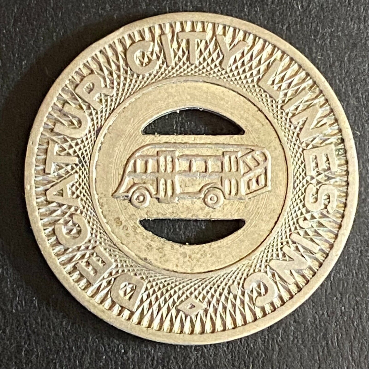 Decatur City Lines Inc. G/F One Fare Transit Token Bus 23mm