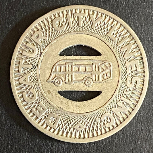 Decatur City Lines Inc. G/F One Fare Transit Token Bus 23mm