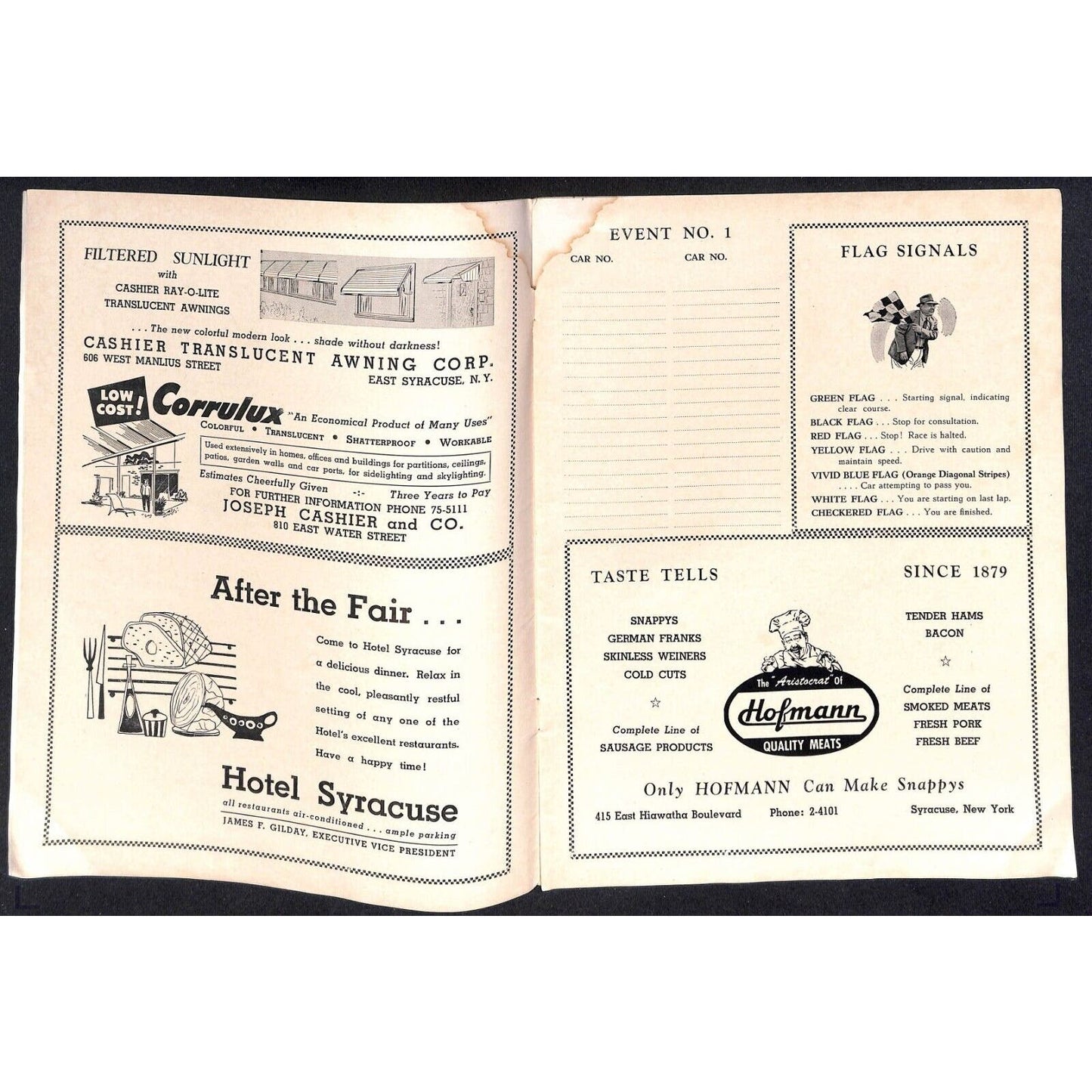 New York State Fair Auto Racing Program Stock Car 9/3 1956 24pp Scarce