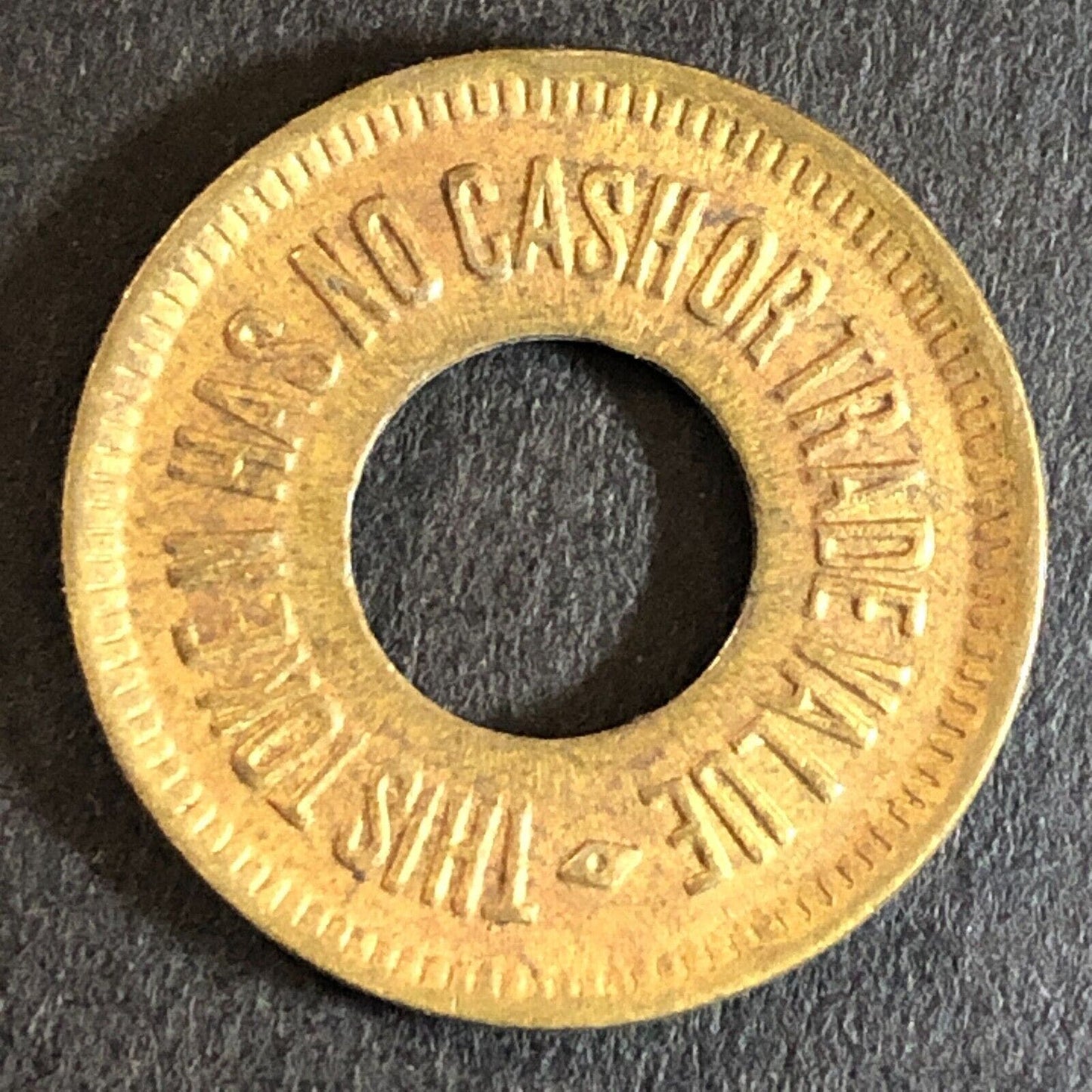 "For Amusement Only" No Cash Value Brass Donut Game Token Diamond 21mm