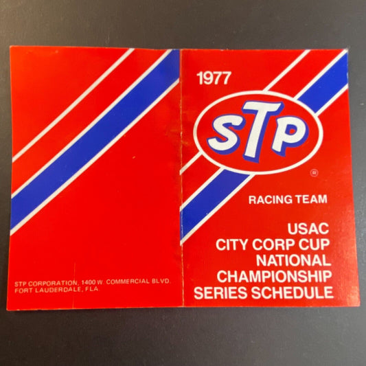 1977 STP Racing Team USAC City Corp National Champ. Series Pocket Schedule