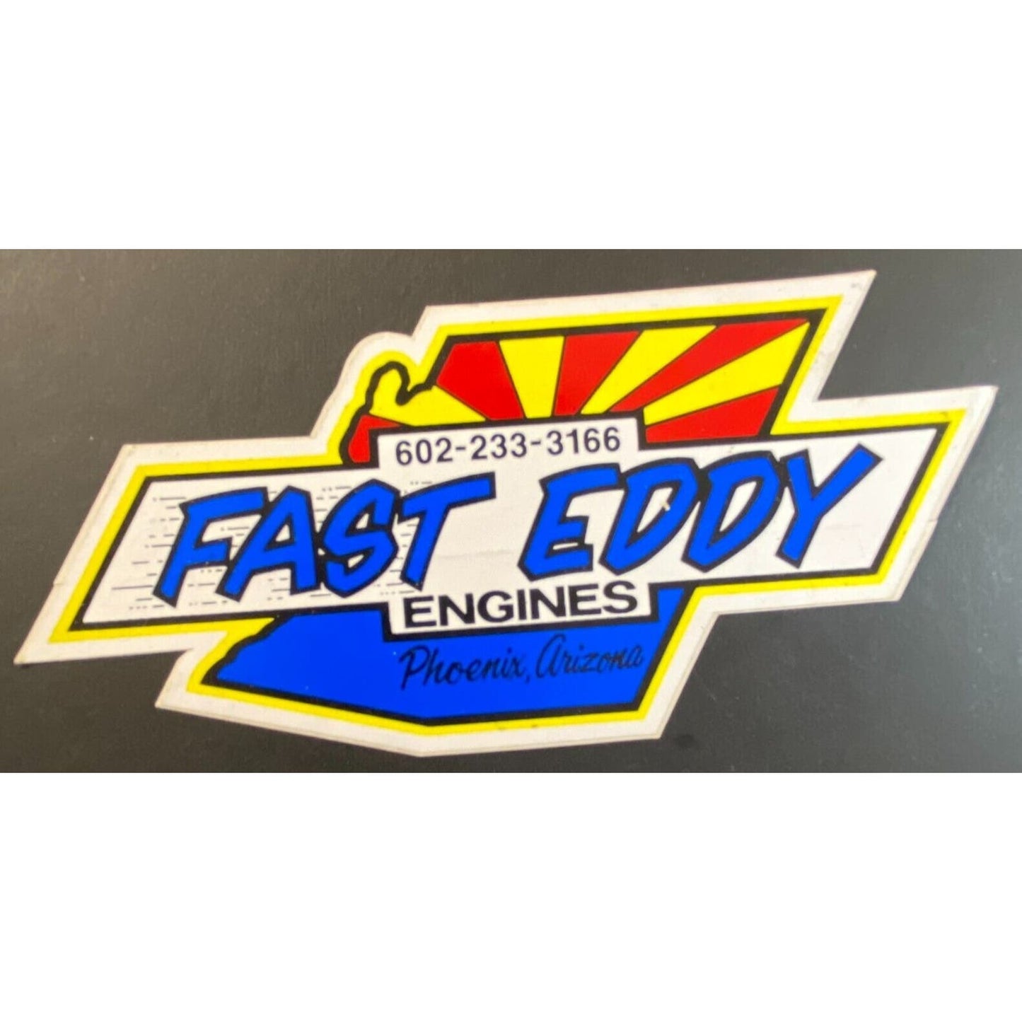 Fast Eddy Engines Phoenix Sticker w/ Chevy Die Cut 2 3/4" x 5 1/4" c1982-1990's