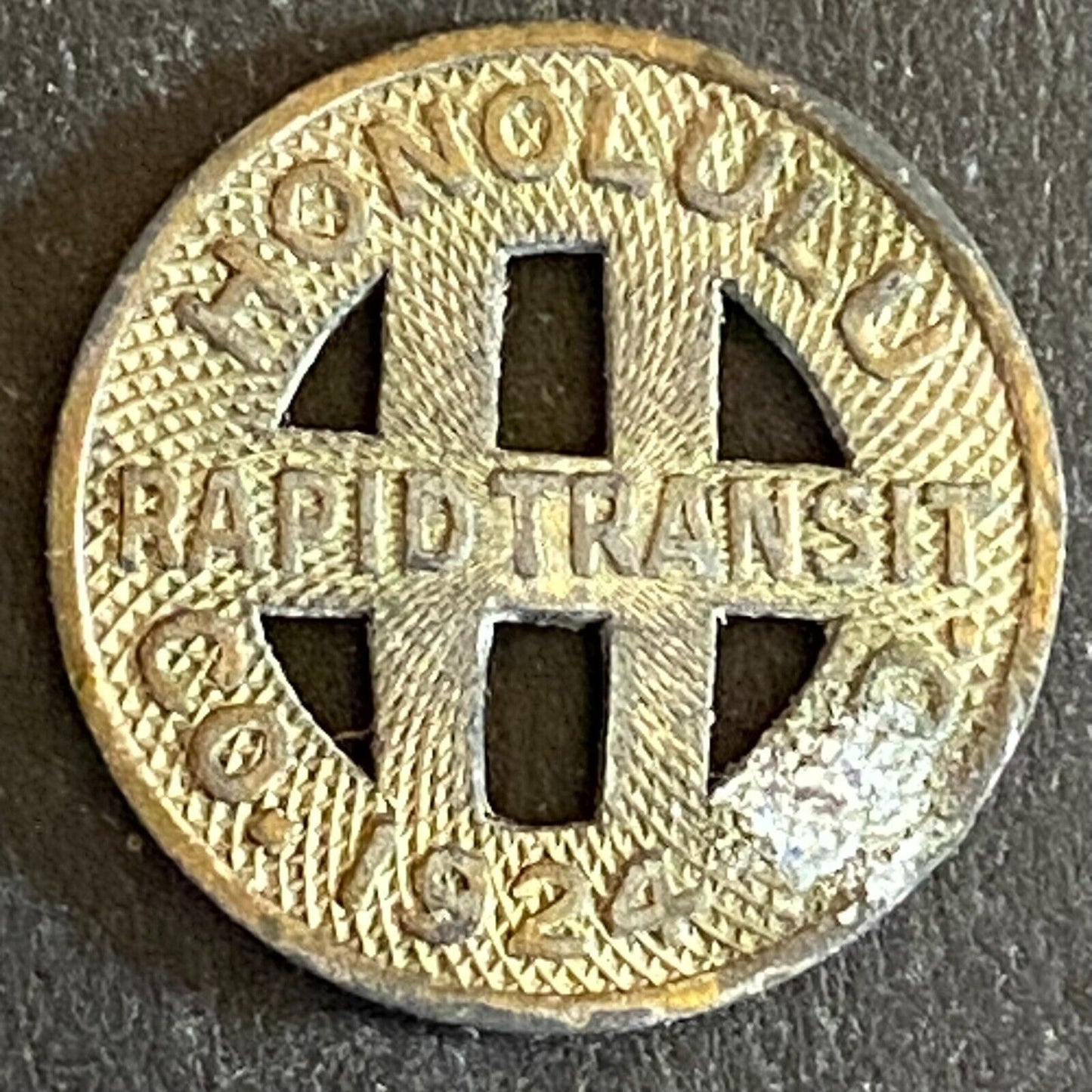 Honolulu Rapid Transit Co. 1924 G/F One Full Fare Transit Token 16mm (#4)