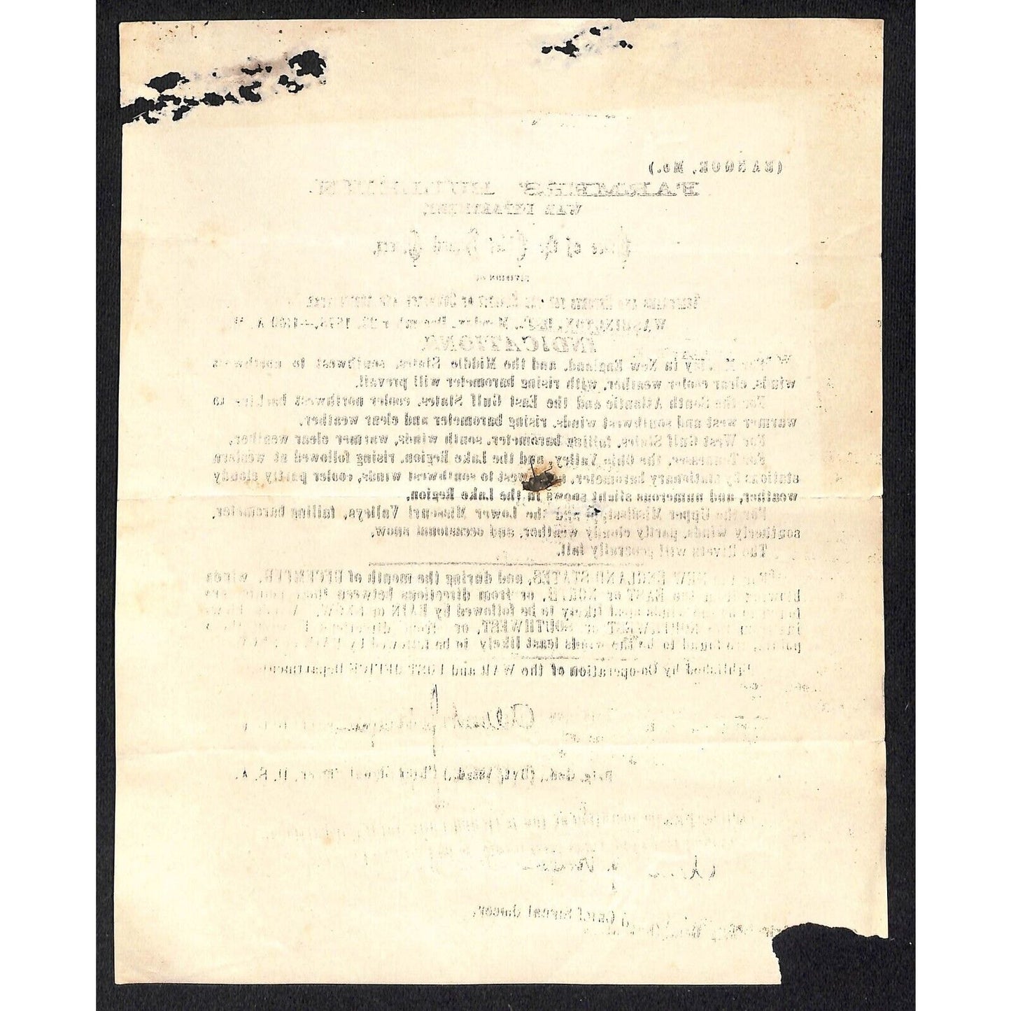 Bangor, ME Chief Signal Office, War Department Farmers' Bulletin - Dec. 23, 1878