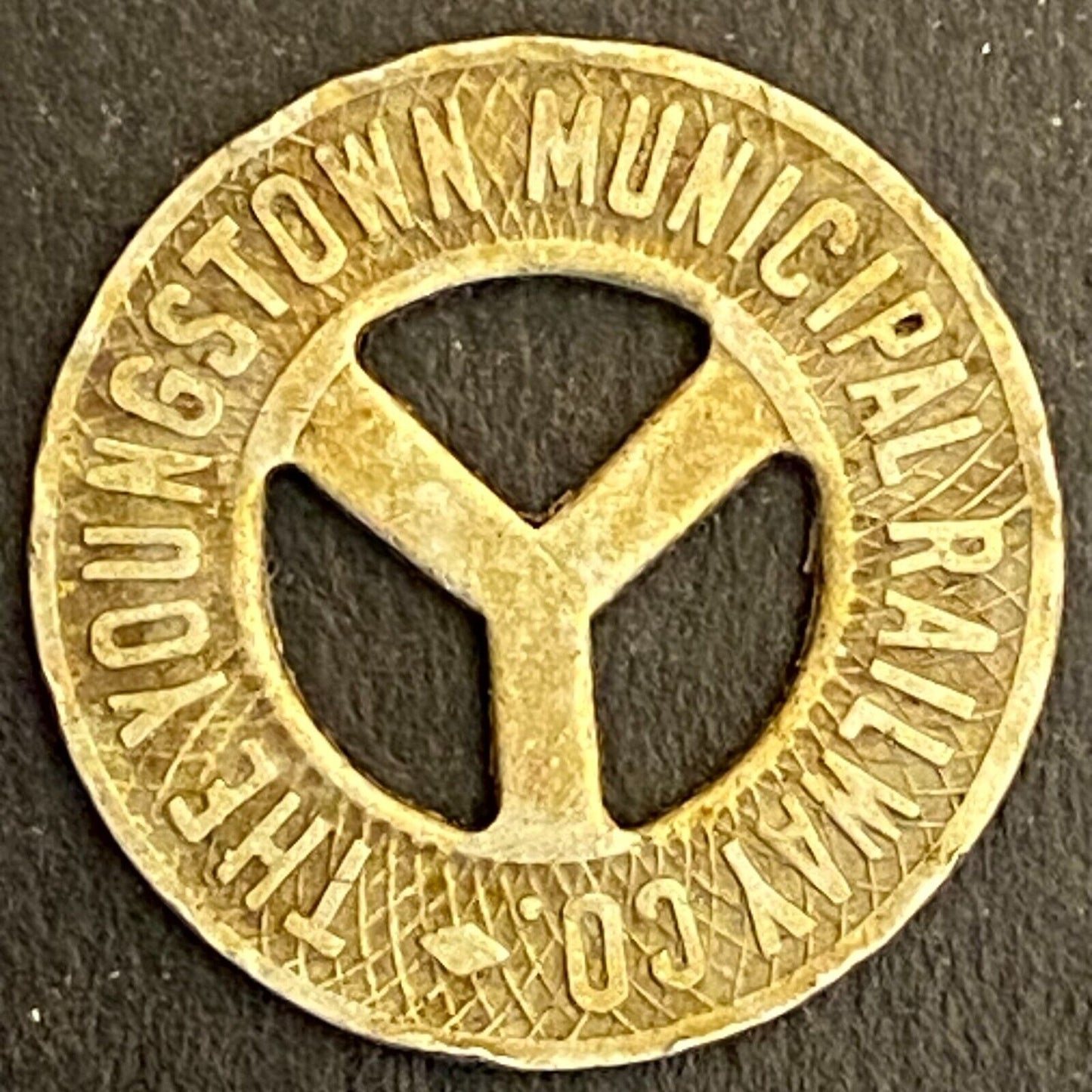 Youngstown Municipal Railway (Ohio) G/F One Fare Transit Token 16mm Scarce