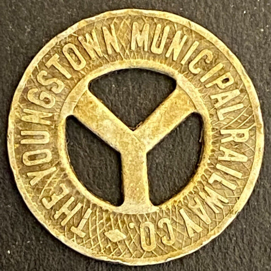 Youngstown Municipal Railway (Ohio) G/F One Fare Transit Token 16mm Scarce