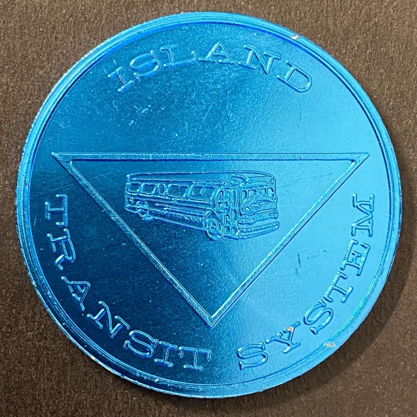 Island Transit System (Jones Beach) c1968-70's Alum Blue Bus Transit Token 38mm