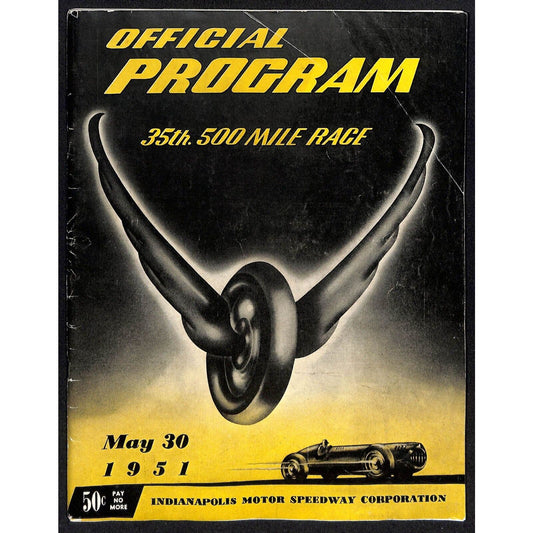 1951 Indianapolis 500 Program Racing 92pp 7.8oz