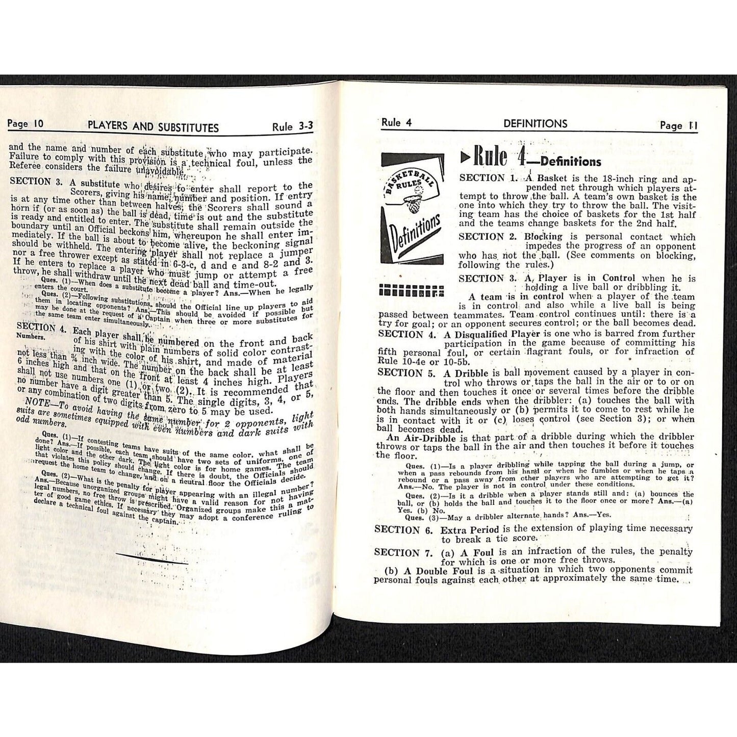 State High School Assoc. "Basketball Rules 1954 - 1955" 1950's Booklet 64pp VGC