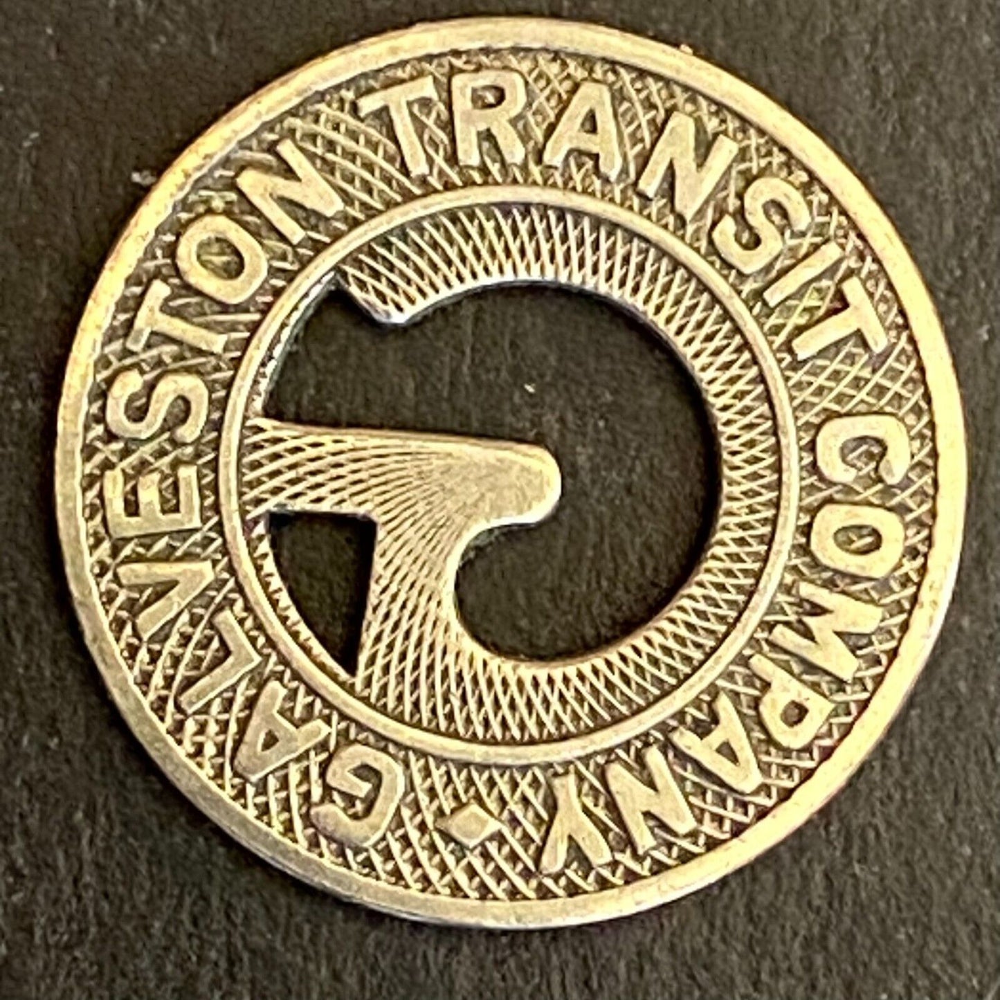Galveston Transit Company G/F One Fare Full Transit Token 16mm Scarce