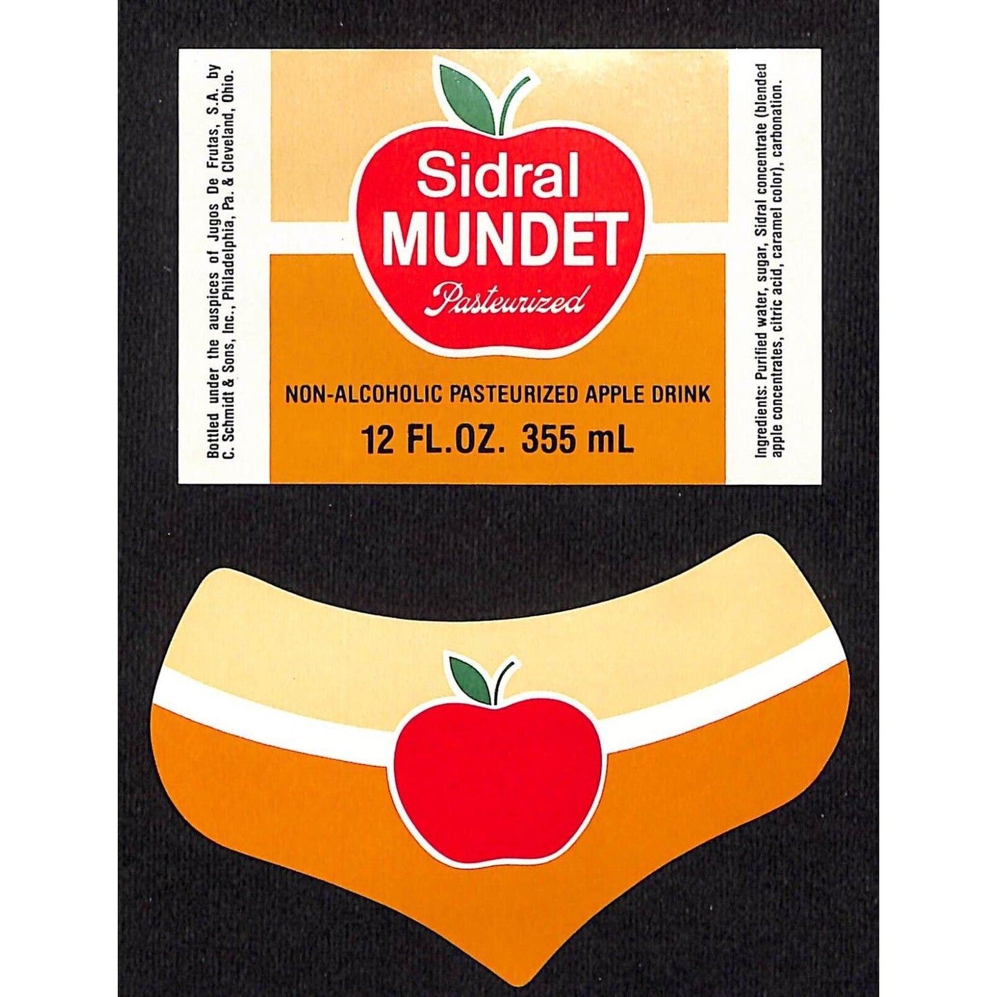 Sidral Mundet Paper Label Set Junos De Frutas, S.A. c1965-75