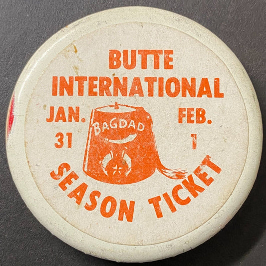 Butte International (Montana Snowmobile Races) c1970's Season Ticket Pinback