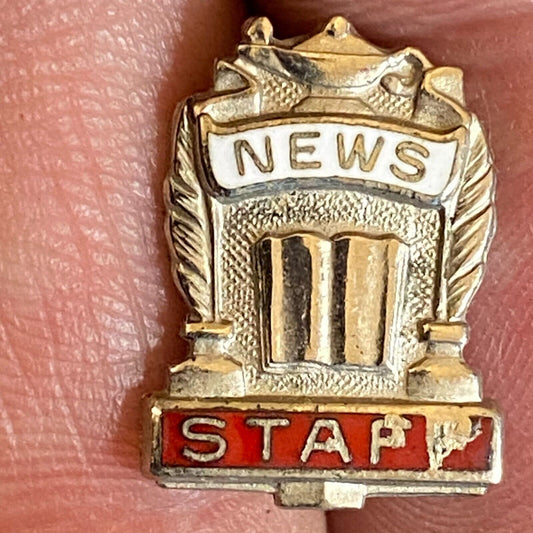 "News Staff" Color Enameled Lapel Pin - Marked Sterling 16mm