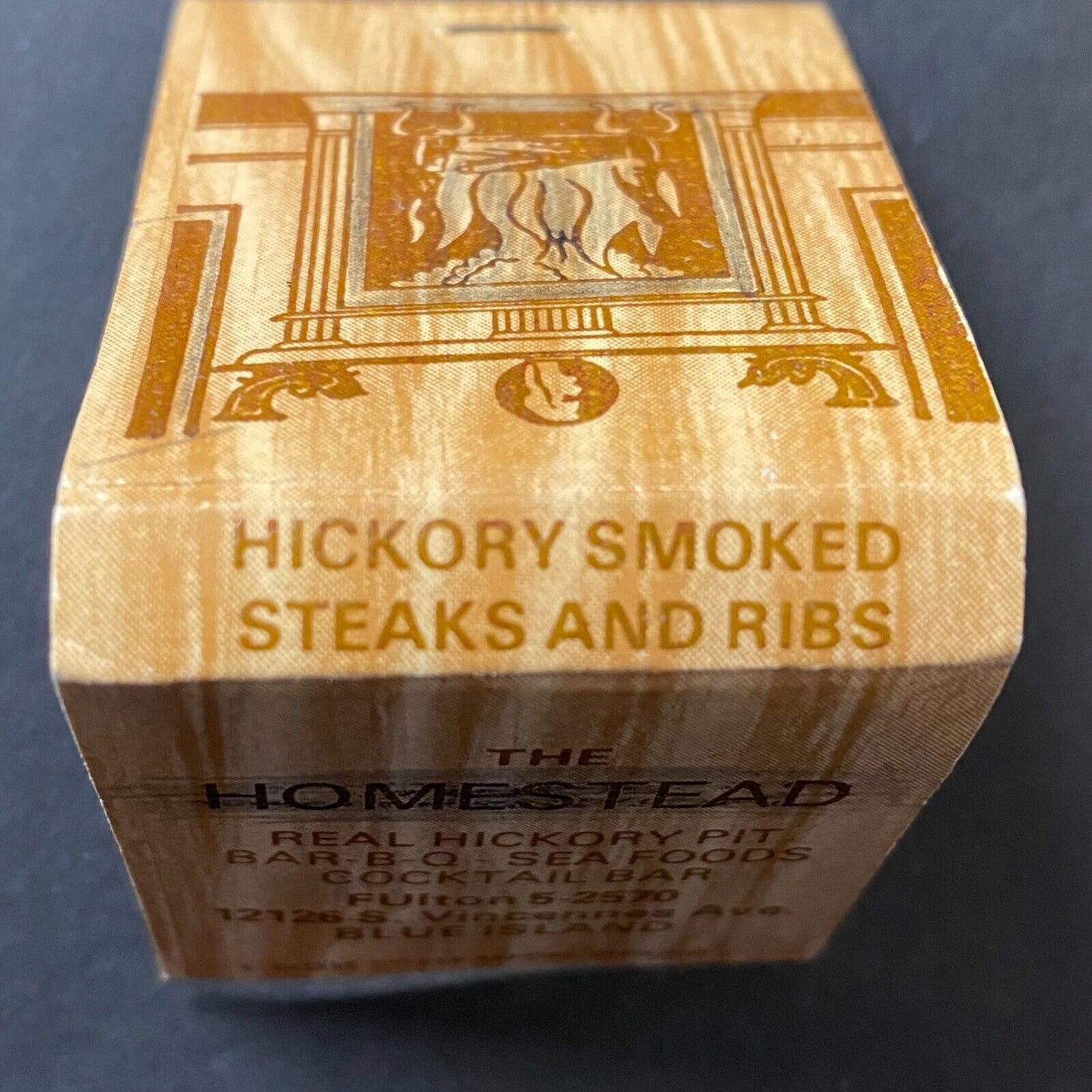 "The Homestead" Bar-B-Q Blue Island Restaurant Matchbook (-6 sticks) c1960's-74