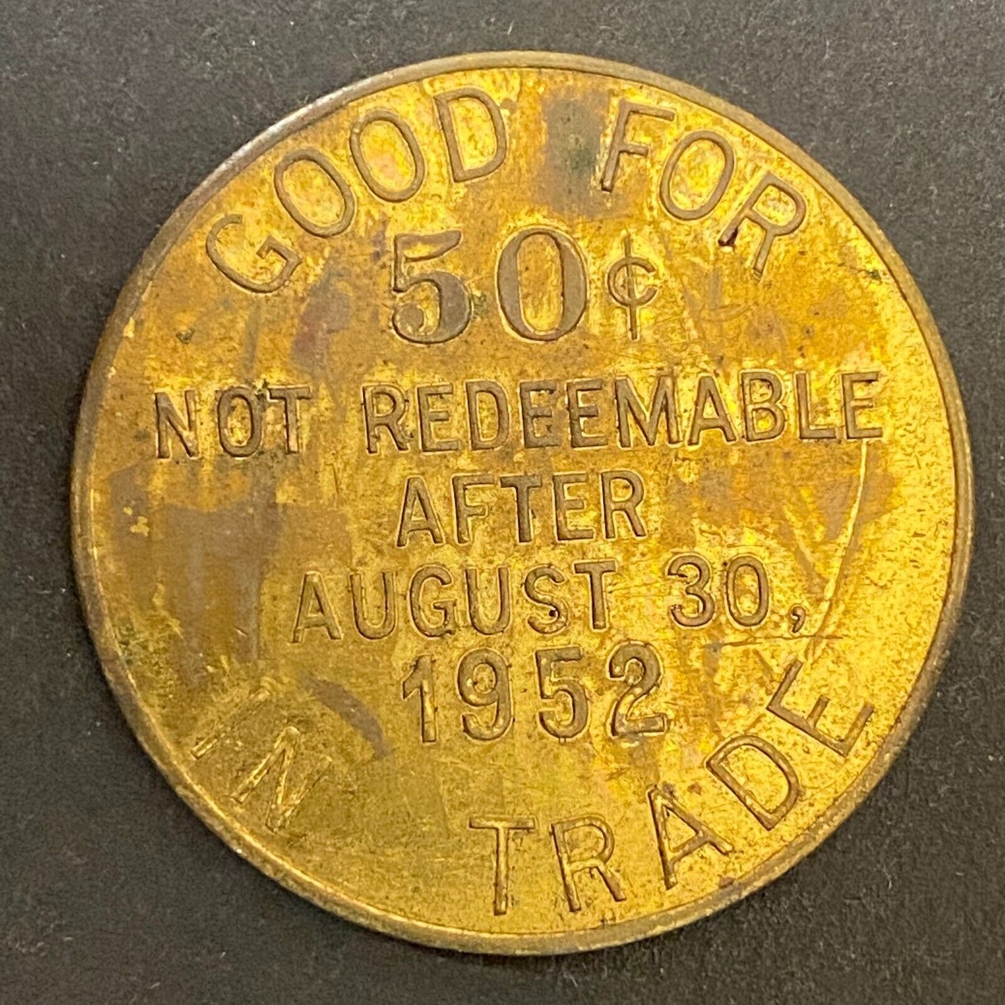 Newark, Ohio Sesquicentennial 1802 - 1952 G/F 50¢ Brass Trade Token 32mm (#13)