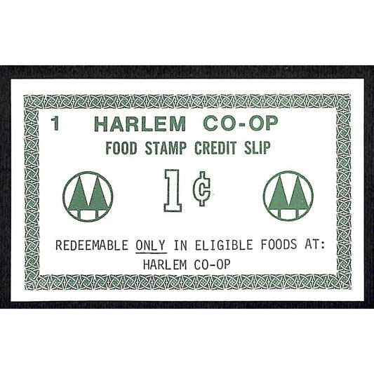 Harlem CO-OP (Supermarket) NYC Food Stamp Credit Slip 1c Coupon c1959-65 VGC