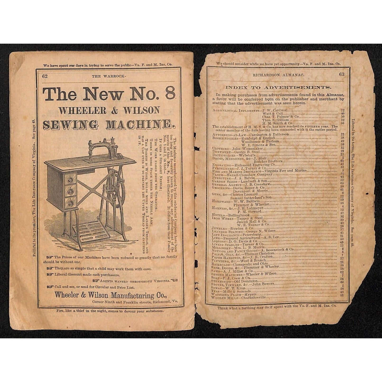 1879 Goode / Warrock-Richardson MD, VA & NC Almanack / Almanac 63pp* Scarce
