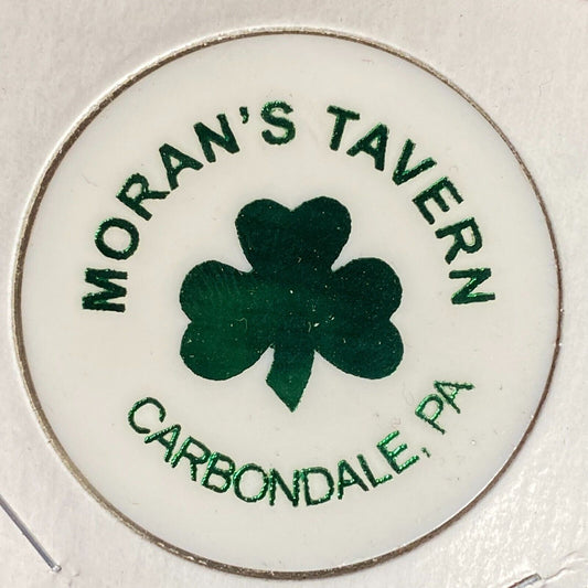 Carbondale, PA Moran's Tavern Plastic Token G/F One Bottle Beer Clover