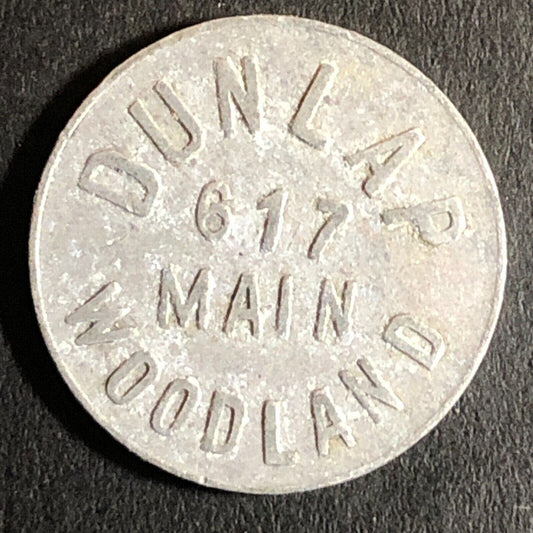 Dunlap (Charles / Cigars) c1920's G/F 10c Alum Trade Token Woodland CA 21mm