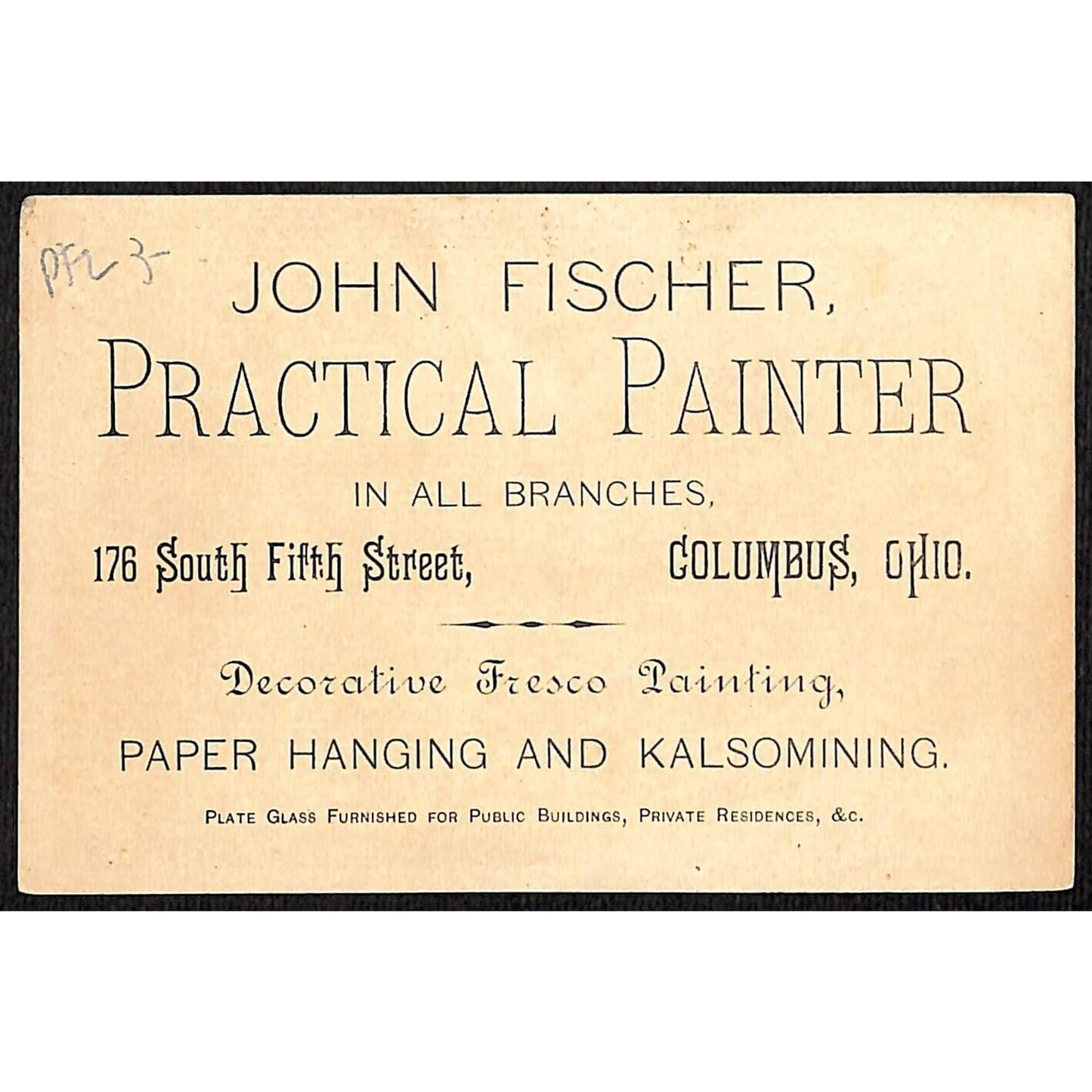 John Fischer Practical Painter Columbus, OH Victorian Trade Card Sleeping Girl