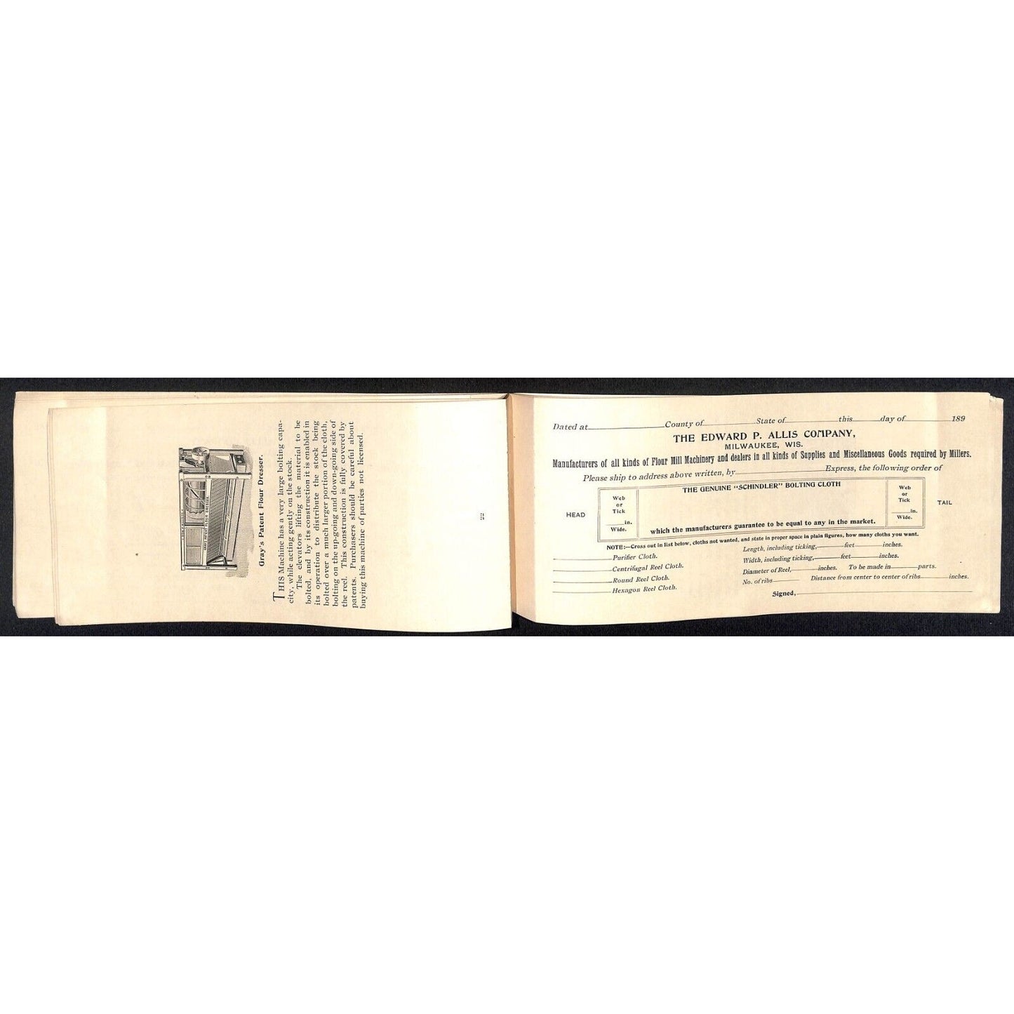 Edward. P. Allis Co. Milwaukee 1890's Wire Cloth Catalog Order Form Booklet 32pp