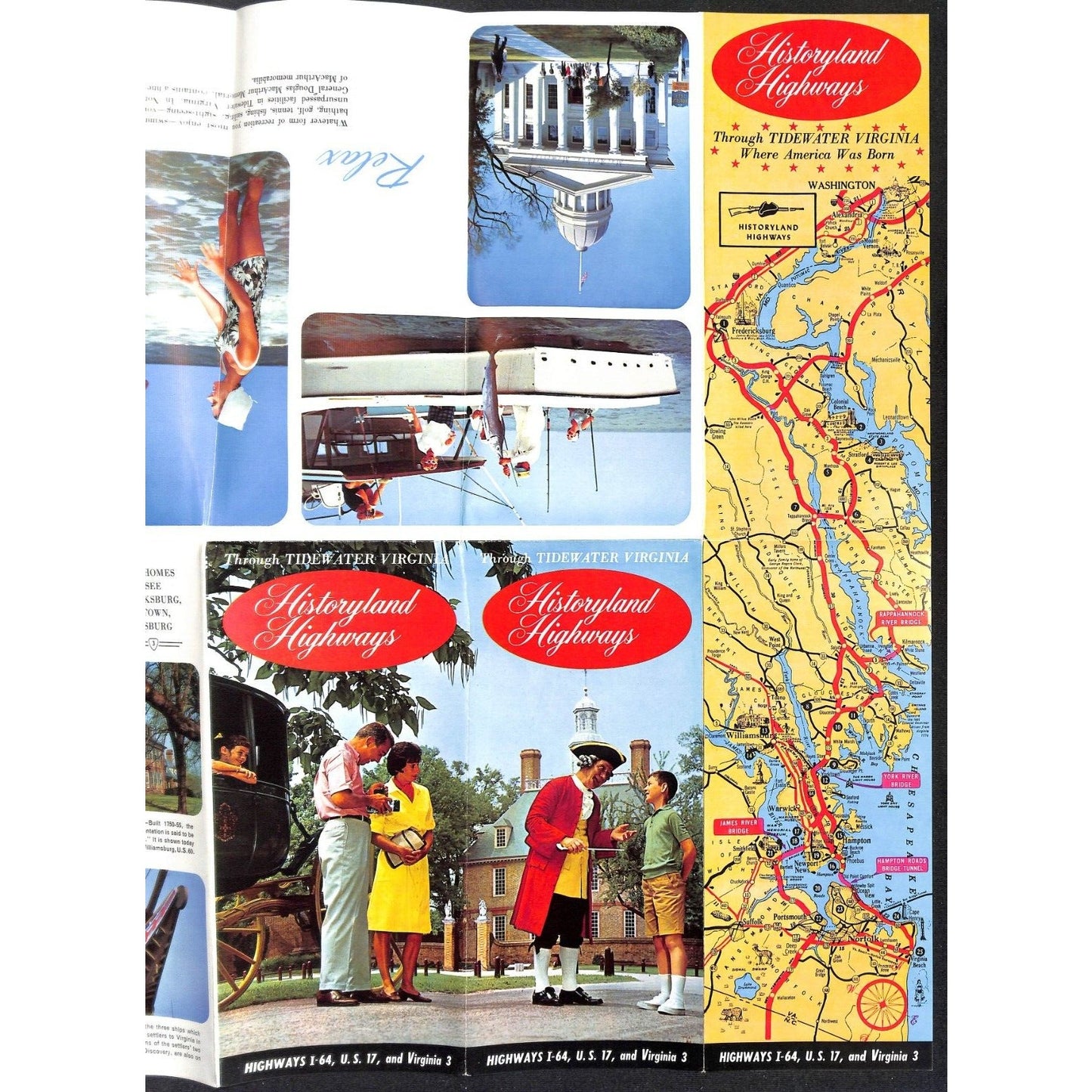 Historyland Highways Through Tidewater Virginia c1970 Travel Brochure w/ Map VGC