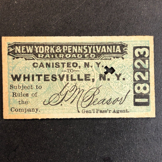 New York & Pennsylvania Railroad July 5 1917 Whitesville, NY Ticket #18223