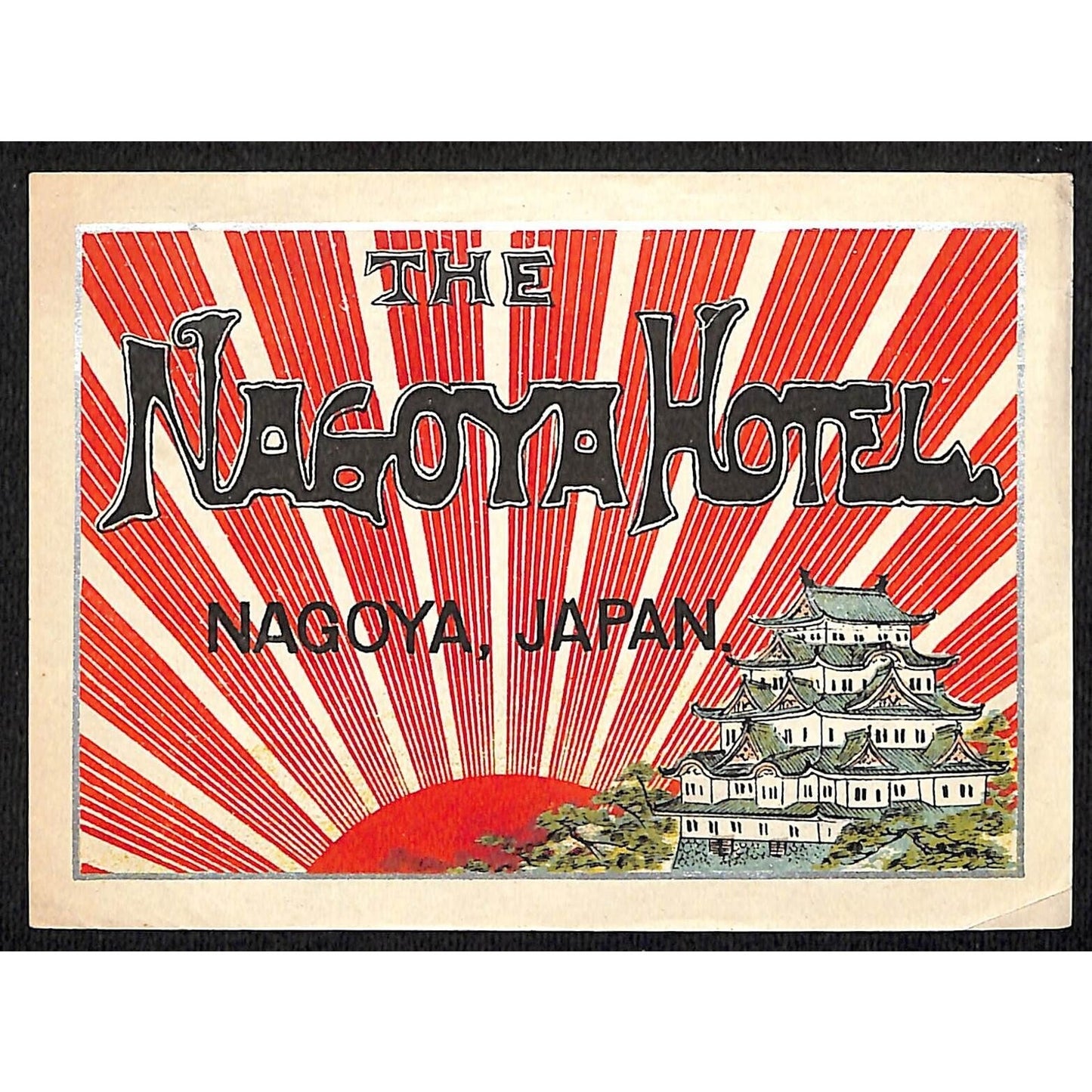 Nagoya Hotel Japan Luggage Label c1910's -1920's Radiant Lines VGC