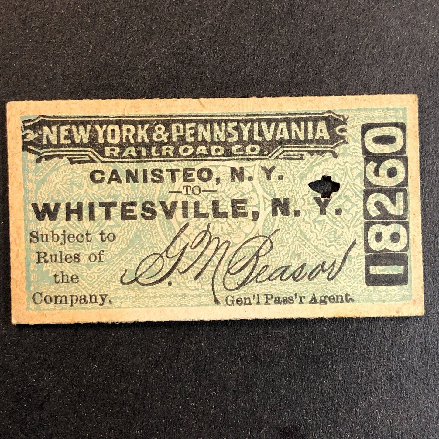 New York & Pennsylvania Railroad July 17 1917 Whitesville, NY Ticket #18260