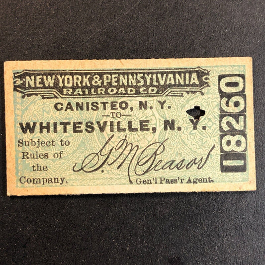 New York & Pennsylvania Railroad July 17 1917 Whitesville, NY Ticket #18260