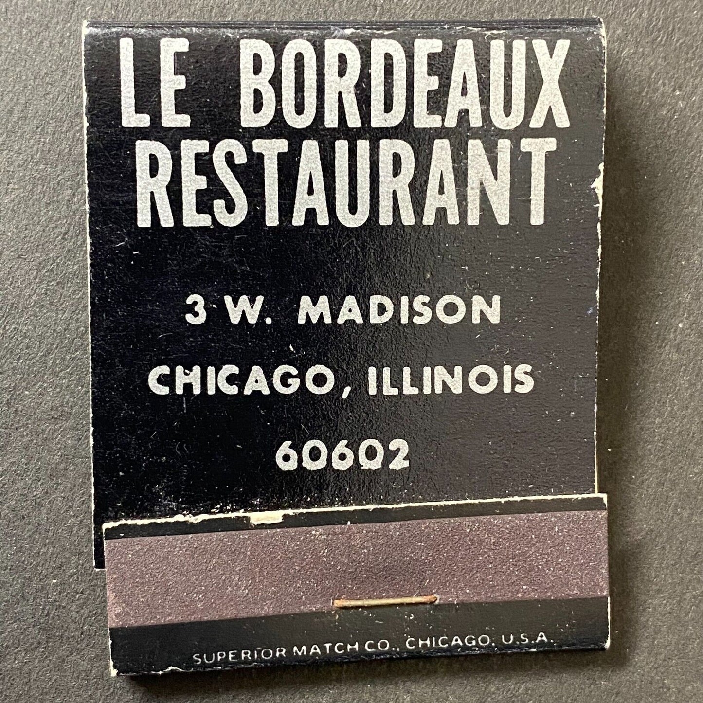 Le Bordeaux Restaurant French Cafe Chicago Full Matchbook c1960's-74