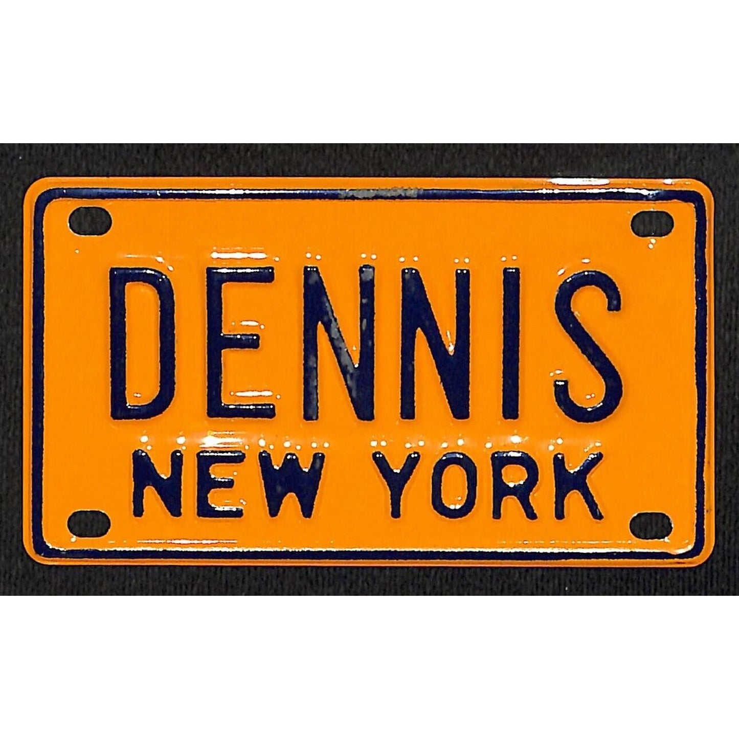 "Dennis" Novelty 2 1/4" x 4" Painted Aluminum New York License Plate c1980's VGC